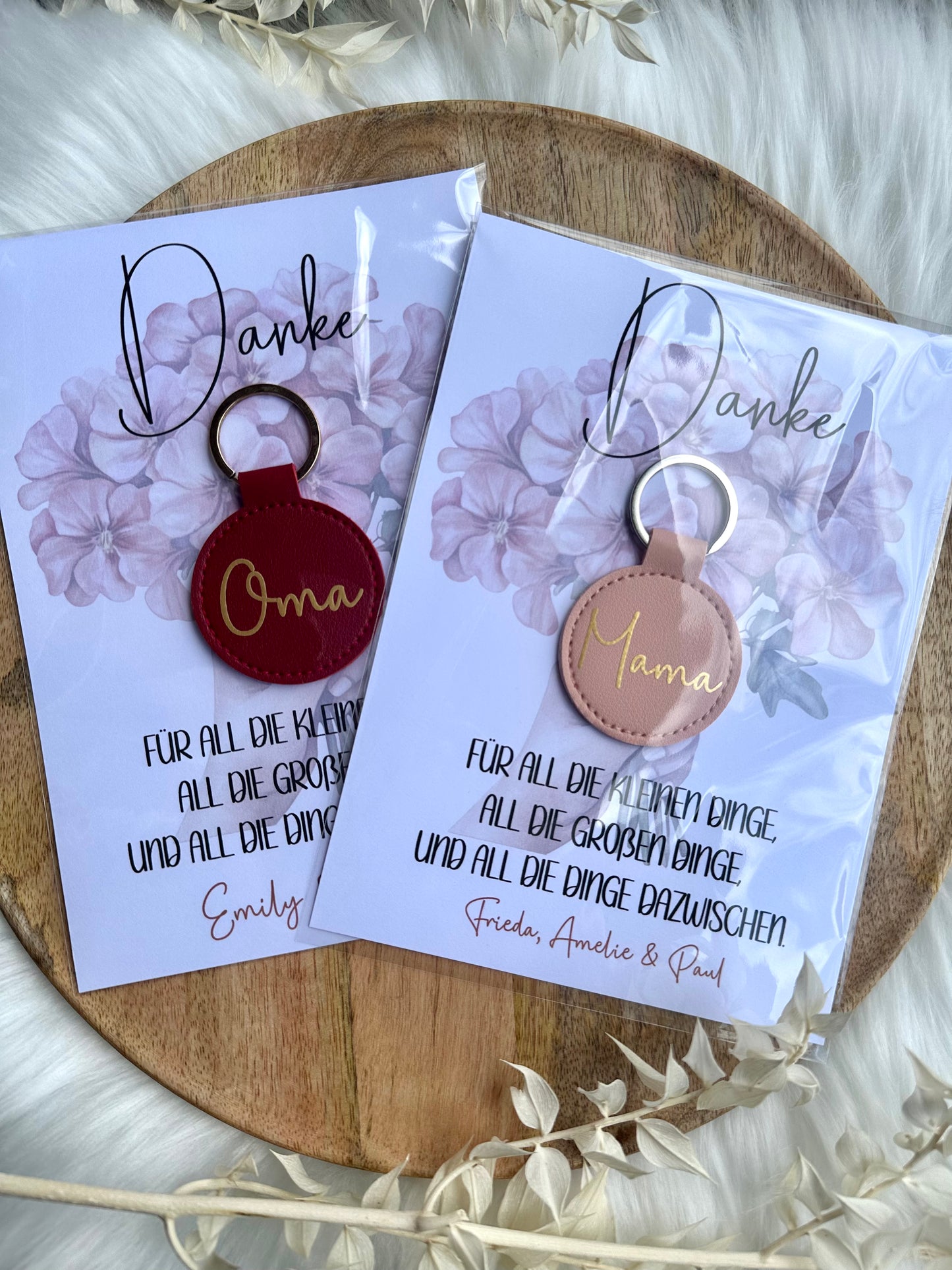 Muttertagsgeschenk, personalisierte Karte mit Schlüsselanhänger