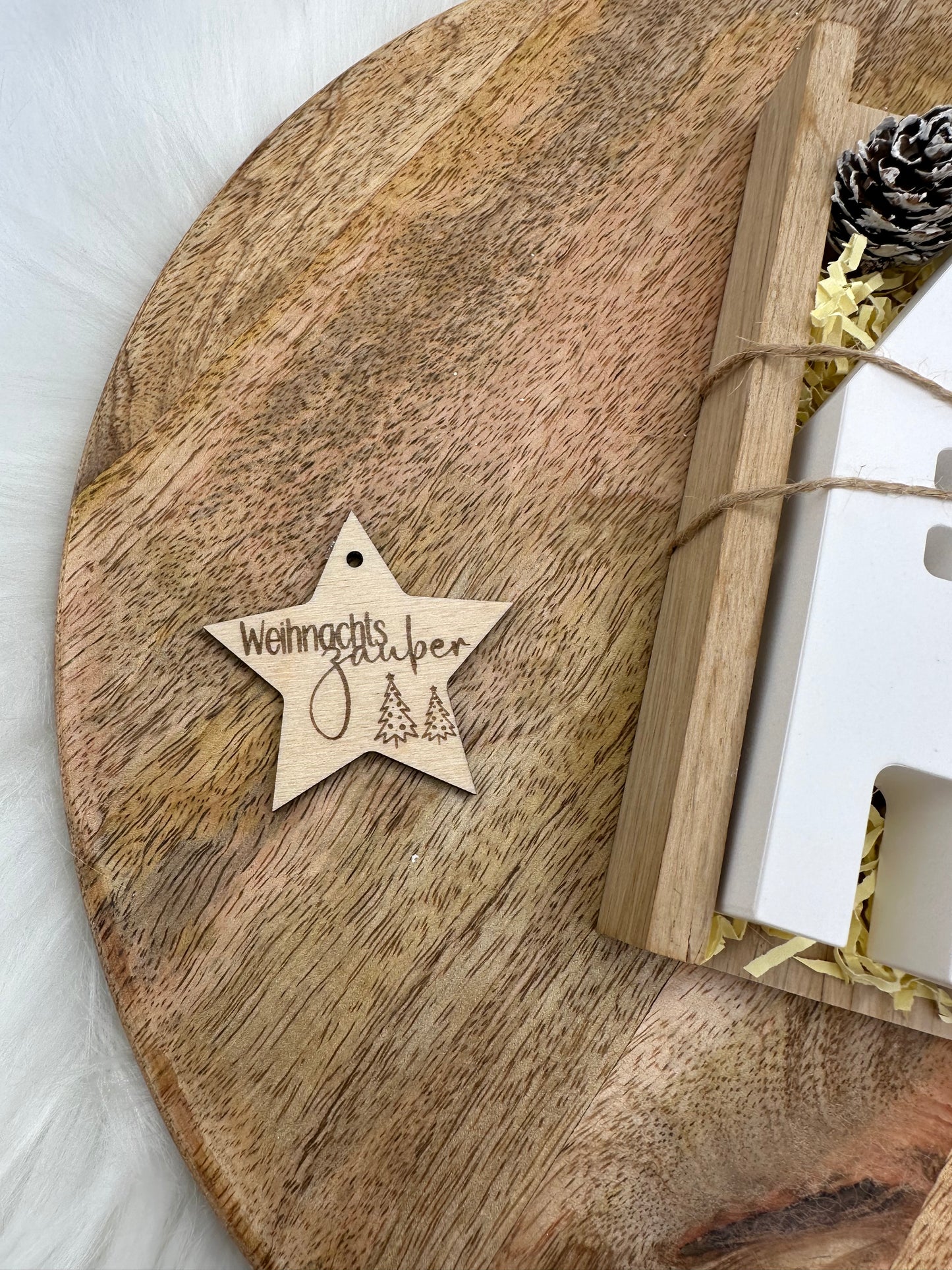 Geschenkset Weihnachten - Häusergestell mit Trockenblumen