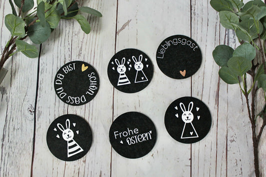 Tassenuntersetzer Ostern - Frohe Ostern - Filzuntersetzer - Schön, dass du da bist - Osterdeko