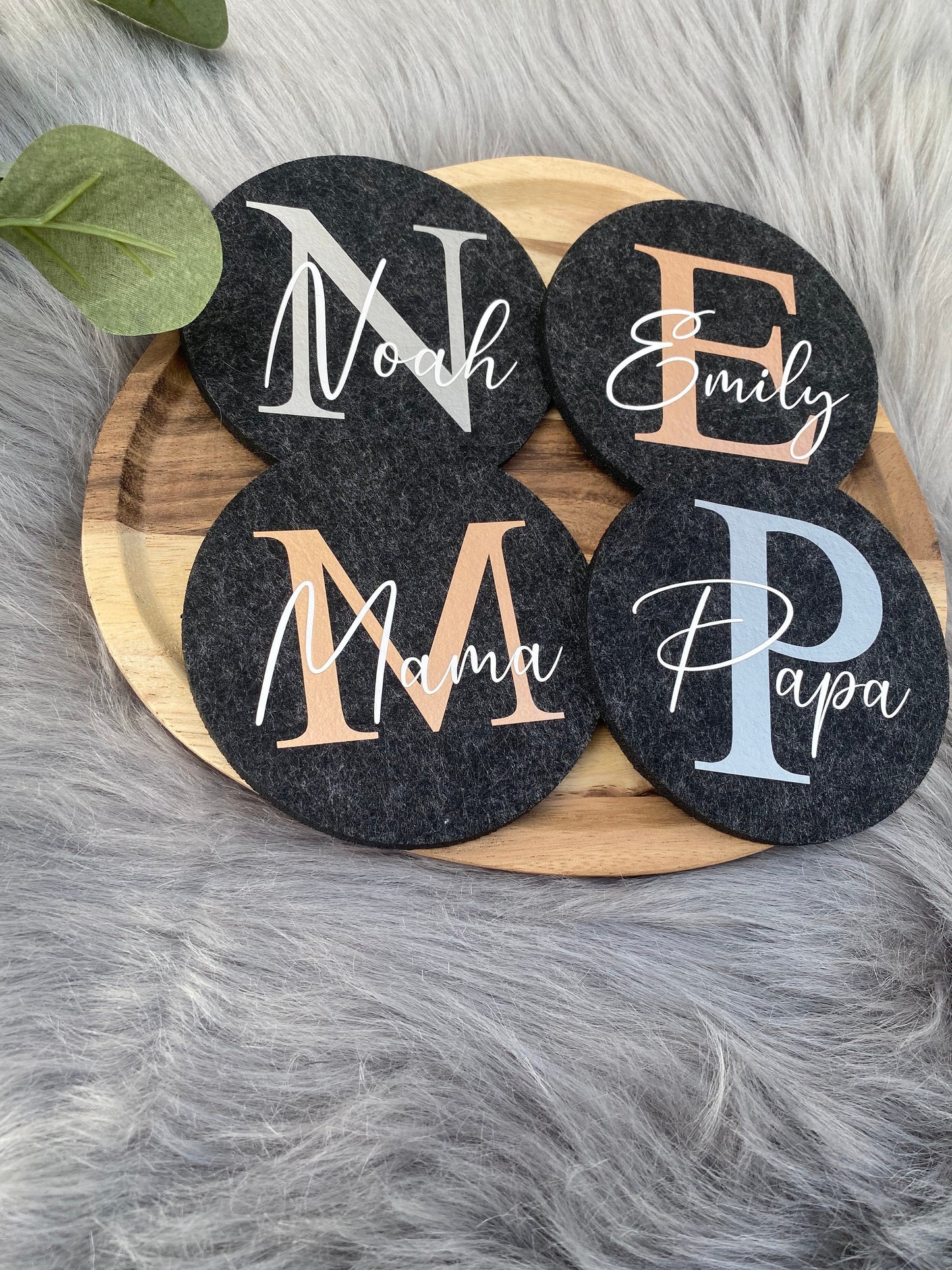 Filzuntersetzer personalisiert mit Namen - Untersetzer mit Namen - Weihnachtsgeschenk - Tassenuntersetzer mit Namen