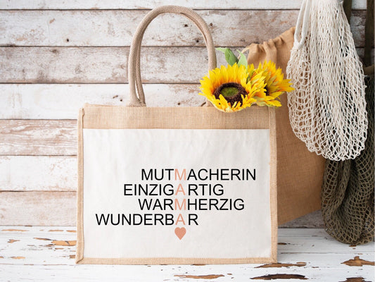 Tasche, Einkaufstasche, Jutetasche, Muttertag, Geschenk, Mama, Muttertagsgeschenk, Individuelle Geschenke, Reisetasche, Markttasche, Beutel
