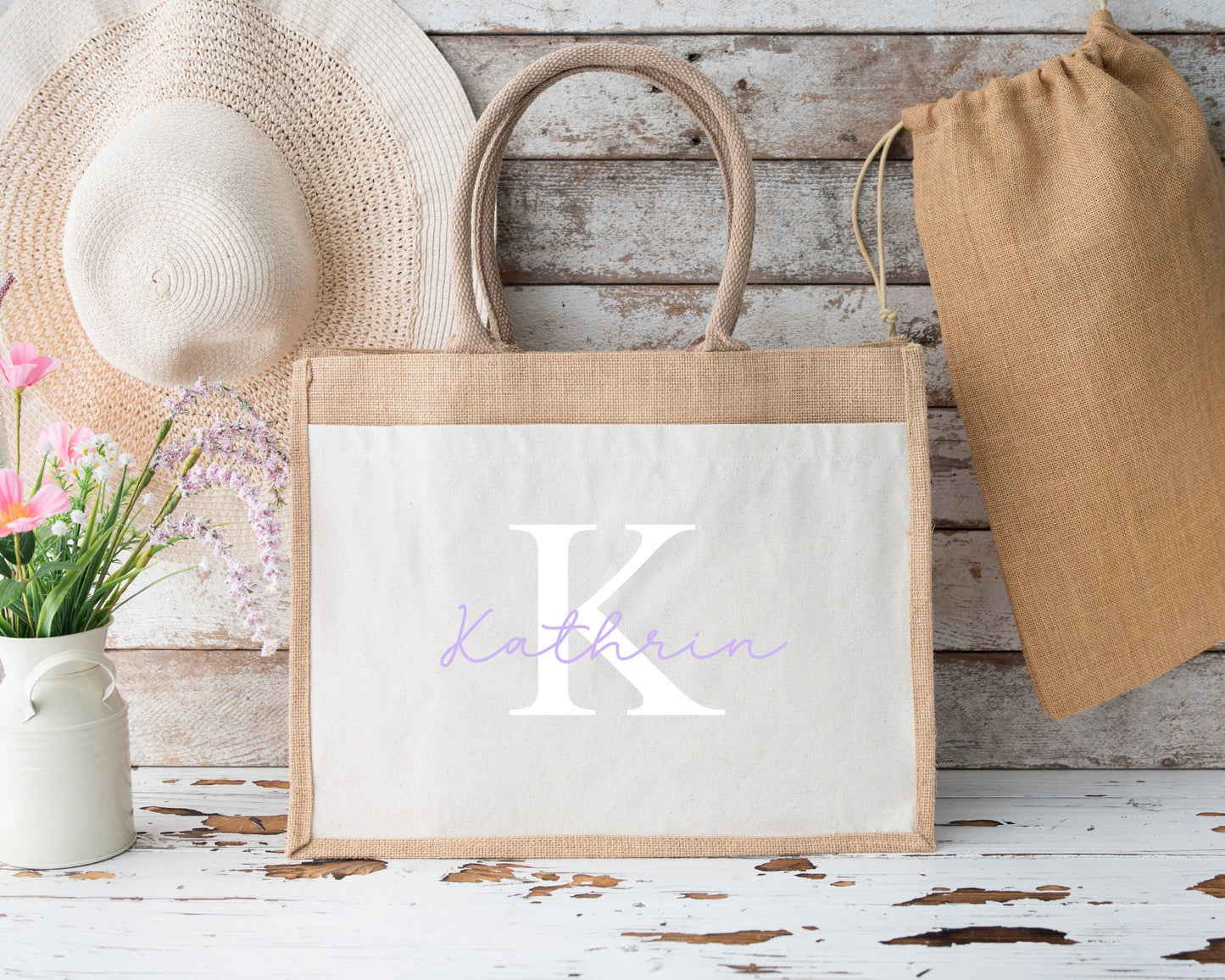 Jutetasche personalisiert, Juteshopper mit Namen, Geschenk personalisiert