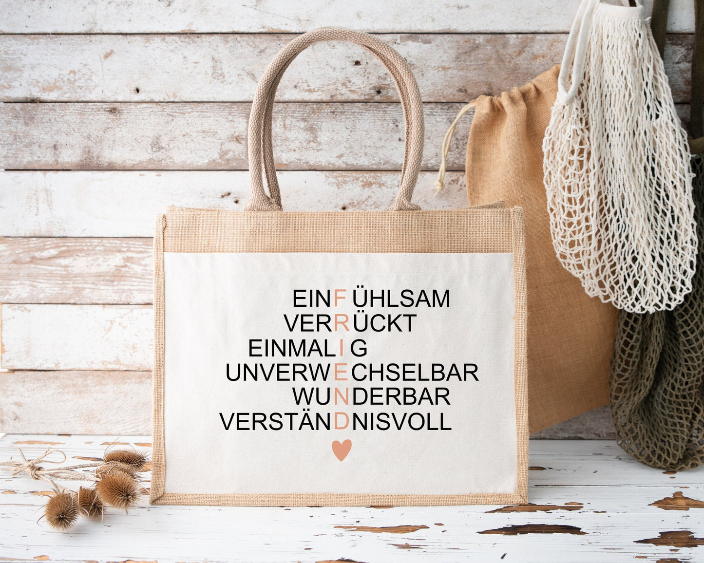 Jutetasche Friend , Einkaufstasche, Geschenk für beste Freundin, Geschenkidee