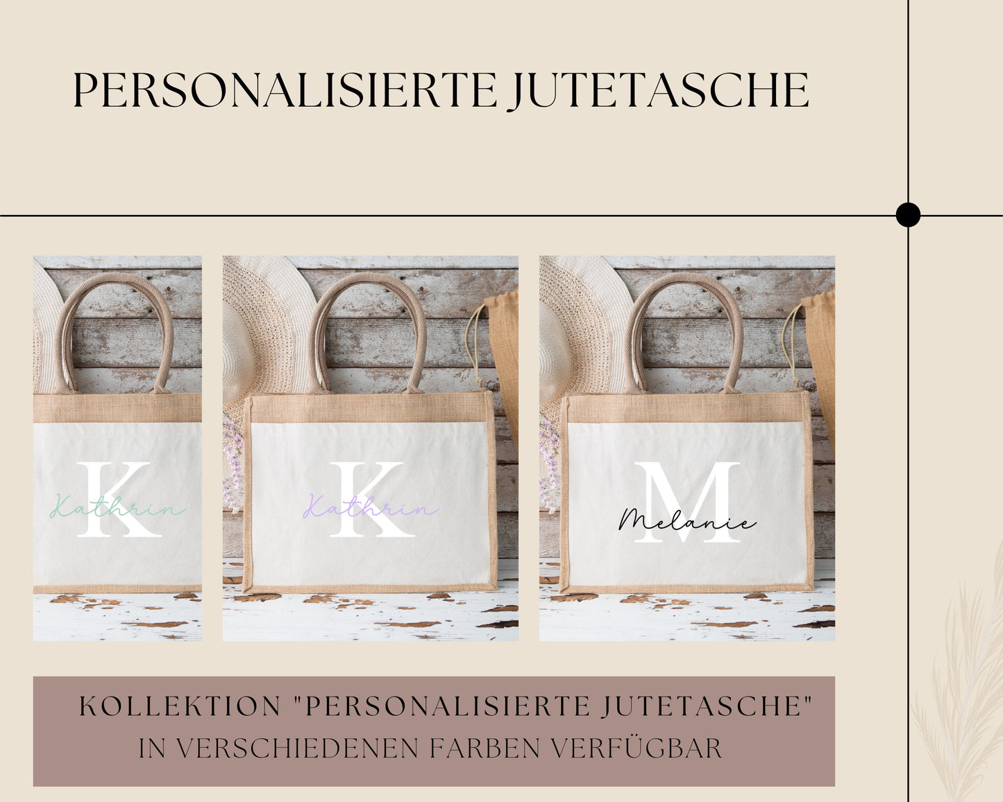 Jutetasche personalisiert, Juteshopper mit Namen, Geschenk personalisiert