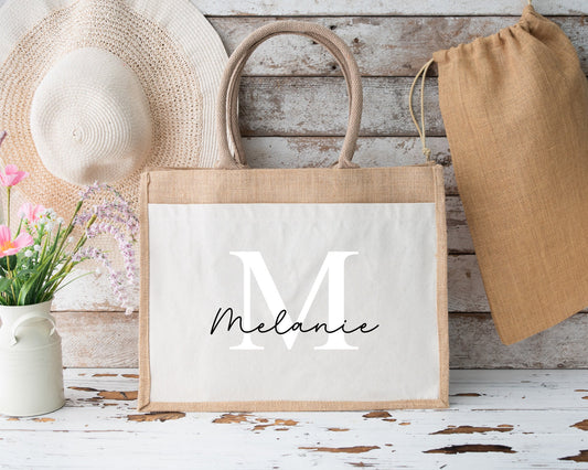Jutetasche personalisiert, Juteshopper mit Namen, Geschenk personalisiert