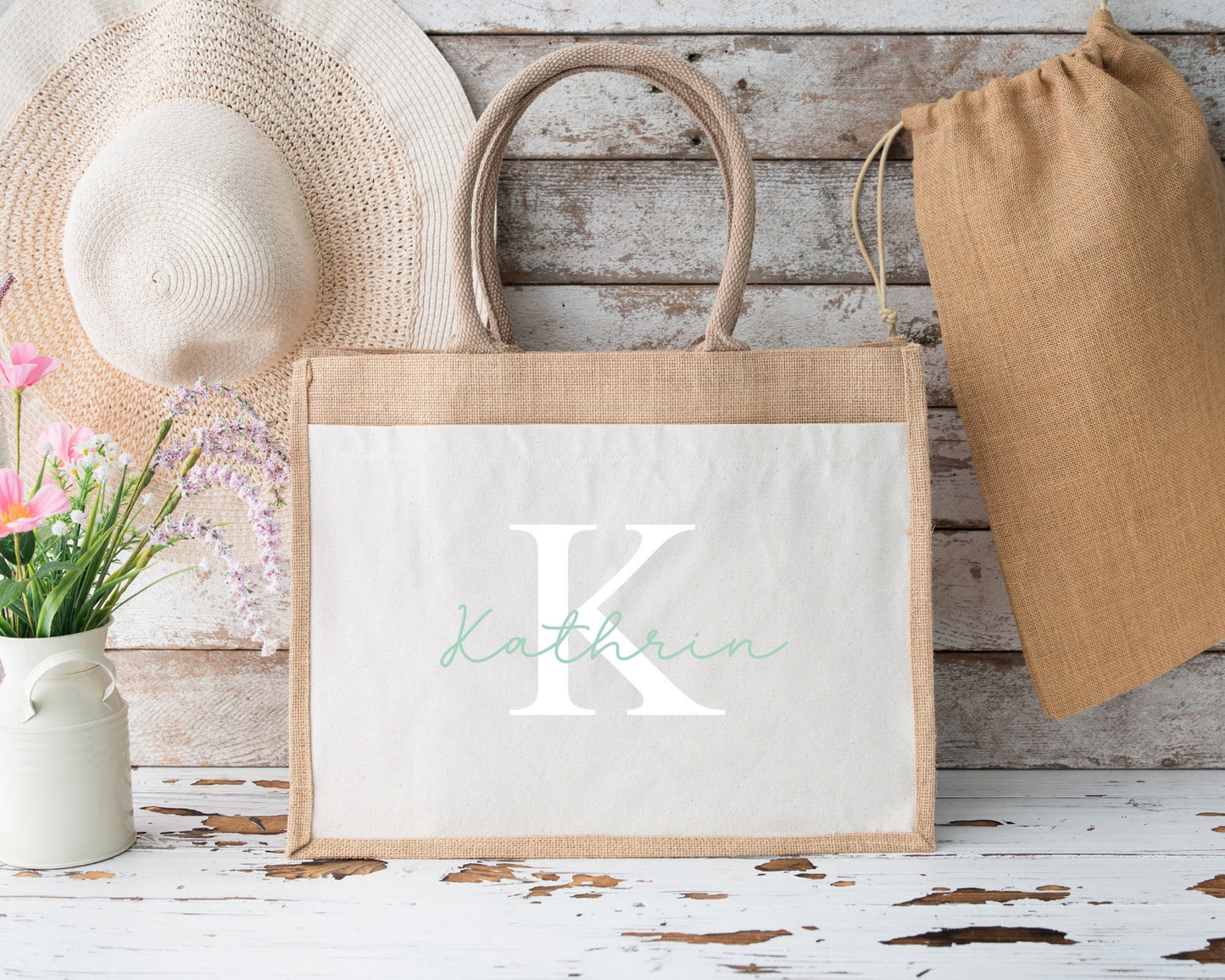 Jutetasche personalisiert, Juteshopper mit Namen, Geschenk personalisiert