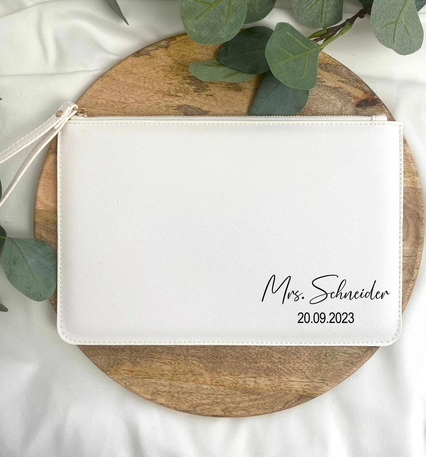 Personalisierte Brauttasche - Clutch Tasche - Täschchen - Geschenk für die Braut - Kunstleder - Lederlook - Tasche Hochzeit