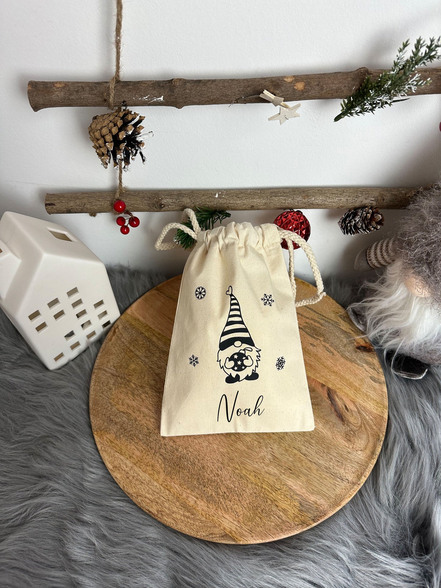 Personalisierter Geschenkbeutel - Nikolaussäckchen persoanlisiert- Weihnachtsbeutel - Geschenkverpackung - Stoffbeutel mit personalisierung
