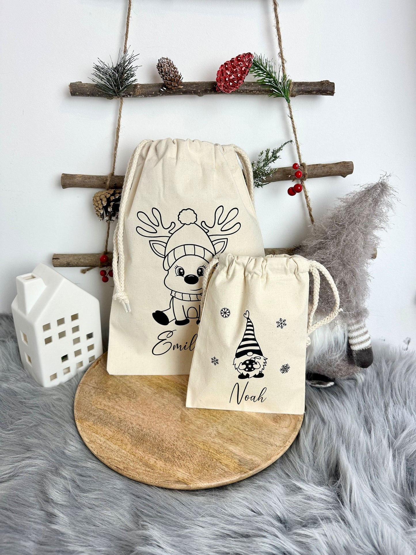 Personalisierter Geschenkbeutel - Nikolaussäckchen persoanlisiert- Weihnachtsbeutel - Geschenkverpackung - Stoffbeutel mit personalisierung