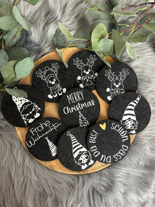 Filzuntersetzer Weihnachten - Kleinigkeit Weihnachten - Weihnachtsmotive - Tassenuntersetzer mit Weihnachtsmotiv - Frohe Weihnachten