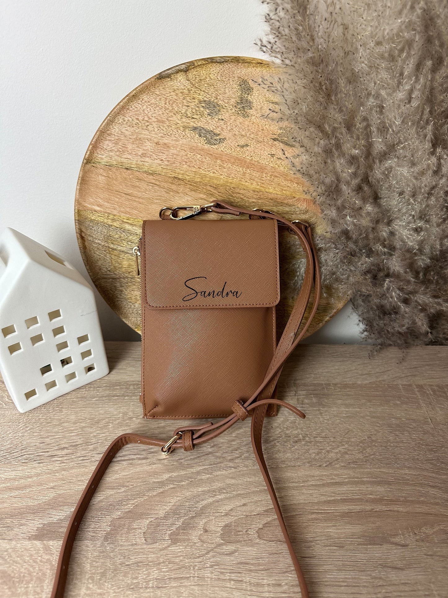 Handytasche zum Umhängen Damen Kunstleder - Umhängetasche mit Namen -  Geschenk für sie - personalisierte Handytasche - Tasche mit Namen