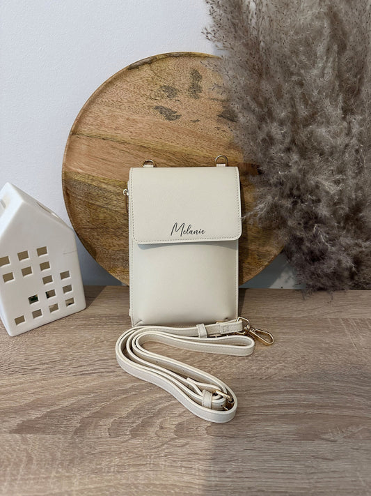 Handytasche zum Umhängen Damen Kunstleder - Umhängetasche mit Namen -  Geschenk für sie - personalisierte Handytasche - Tasche mit Namen