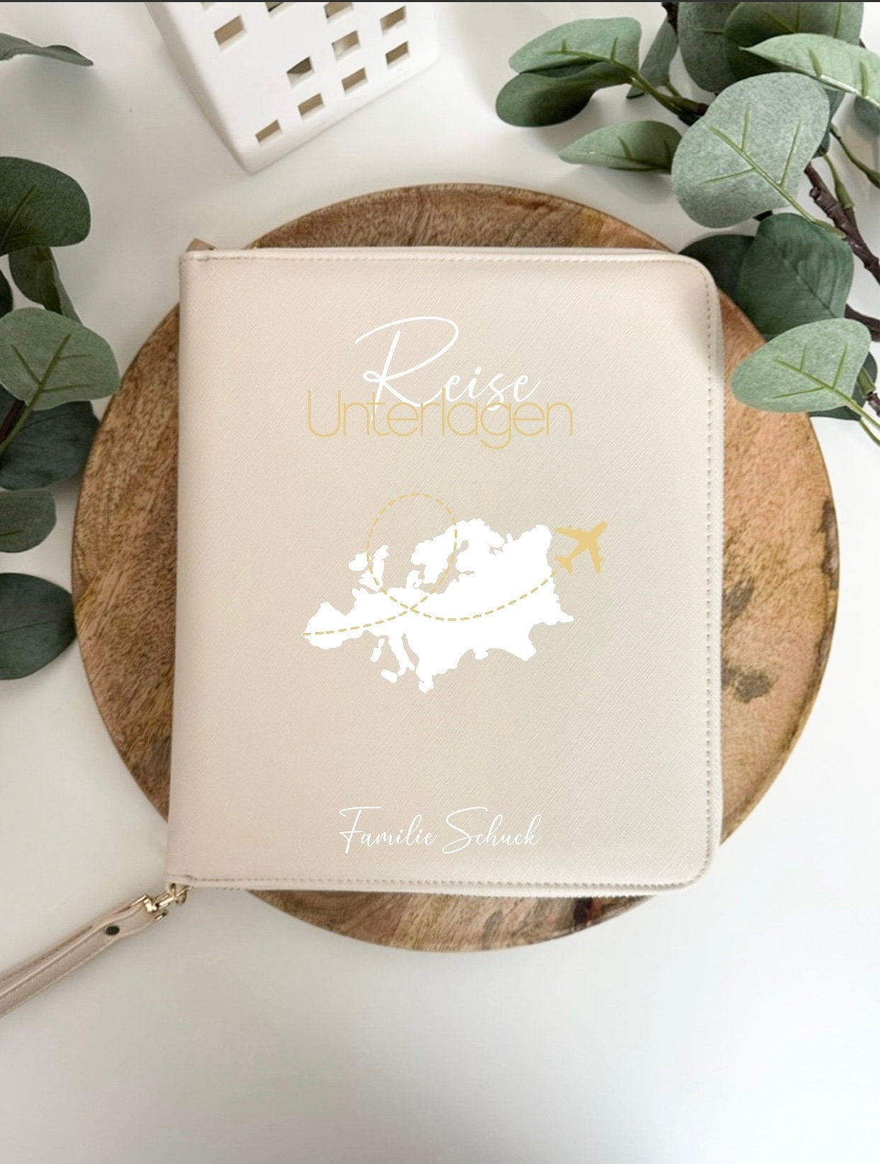 Reiseorganizer personalisiert mit Namen und Weltkarte/Flugzeug - Organizer Familie - Familienorganizer - Reiseunterlagen