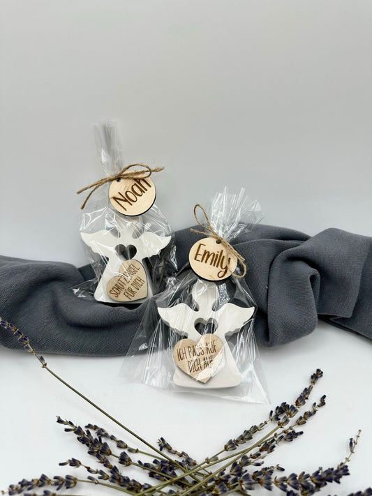 Schutzengel personalisiert mit Namen  - Schutzengel Anhänger aus Holz - Taufe - Kommunion - Firmung - kleiner Schutzengel