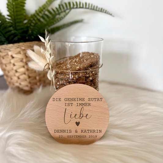 Die geheime Zutat ist immer Liebe - Vorratsglas - Geschenk zur Hochzeit