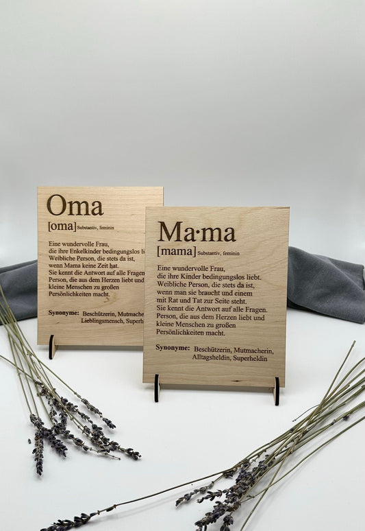 Muttertag - Muttertagsgeschenk- Geschenk Mama - Oma - Holzschild Mama Synonym - Geschenke für Omas und Mamas - Geburtstagsgeschenk